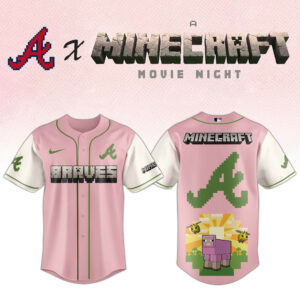 Atlanta Braves x A MINECRAFT MOVIE Night Jersey Fan Merch Apparel Gift Ideas