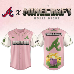 Atlanta Braves x A MINECRAFT MOVIE Night Jersey Cool Baseball Gifts
