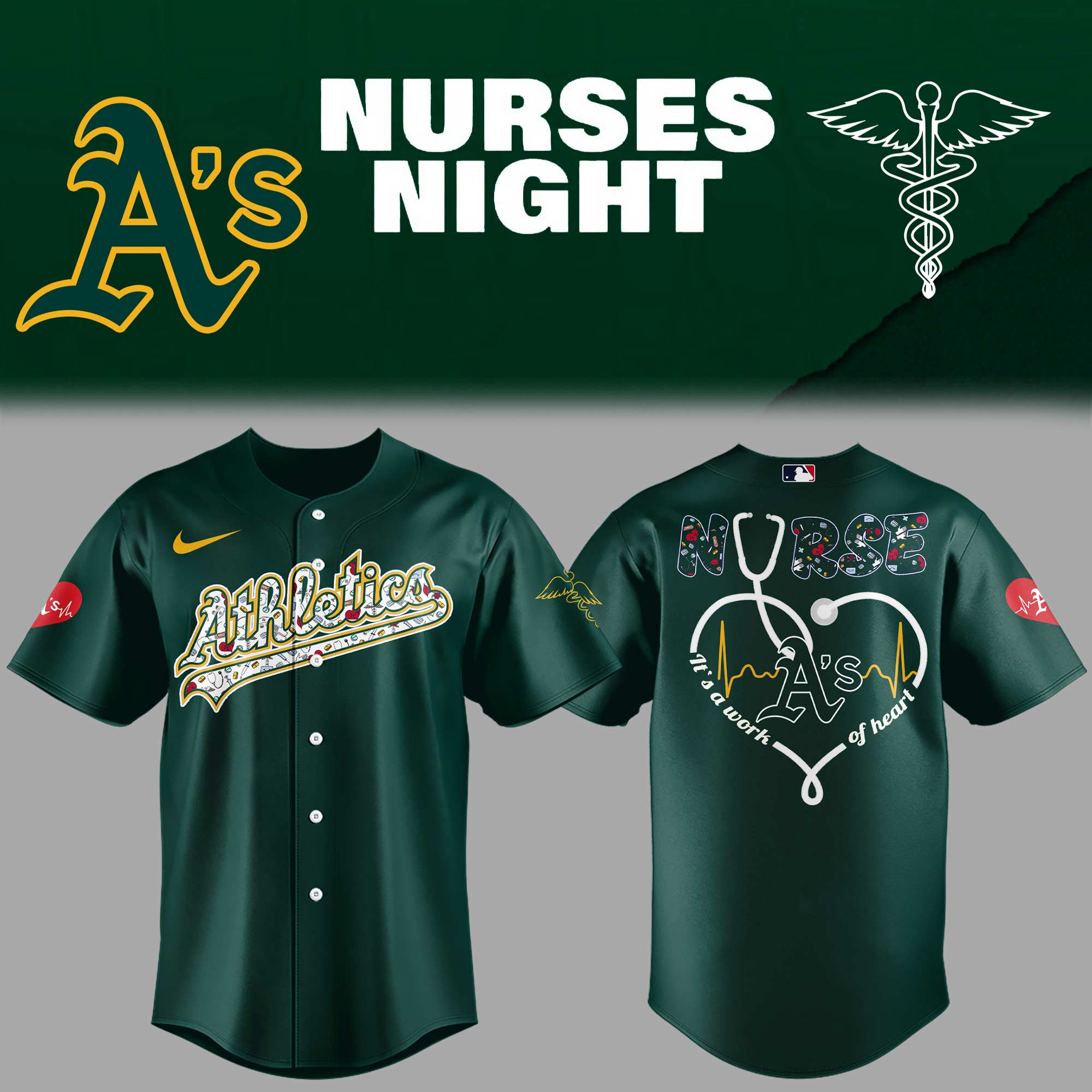 Athletics Baseball Nurses Night Green Jersey Gifts For Baseball Players Baseball Coach Gift Ideas 1 Athletics Baseball Nurses Night Green Jersey Gifts For Baseball Players Baseball Coach Gift Ideas