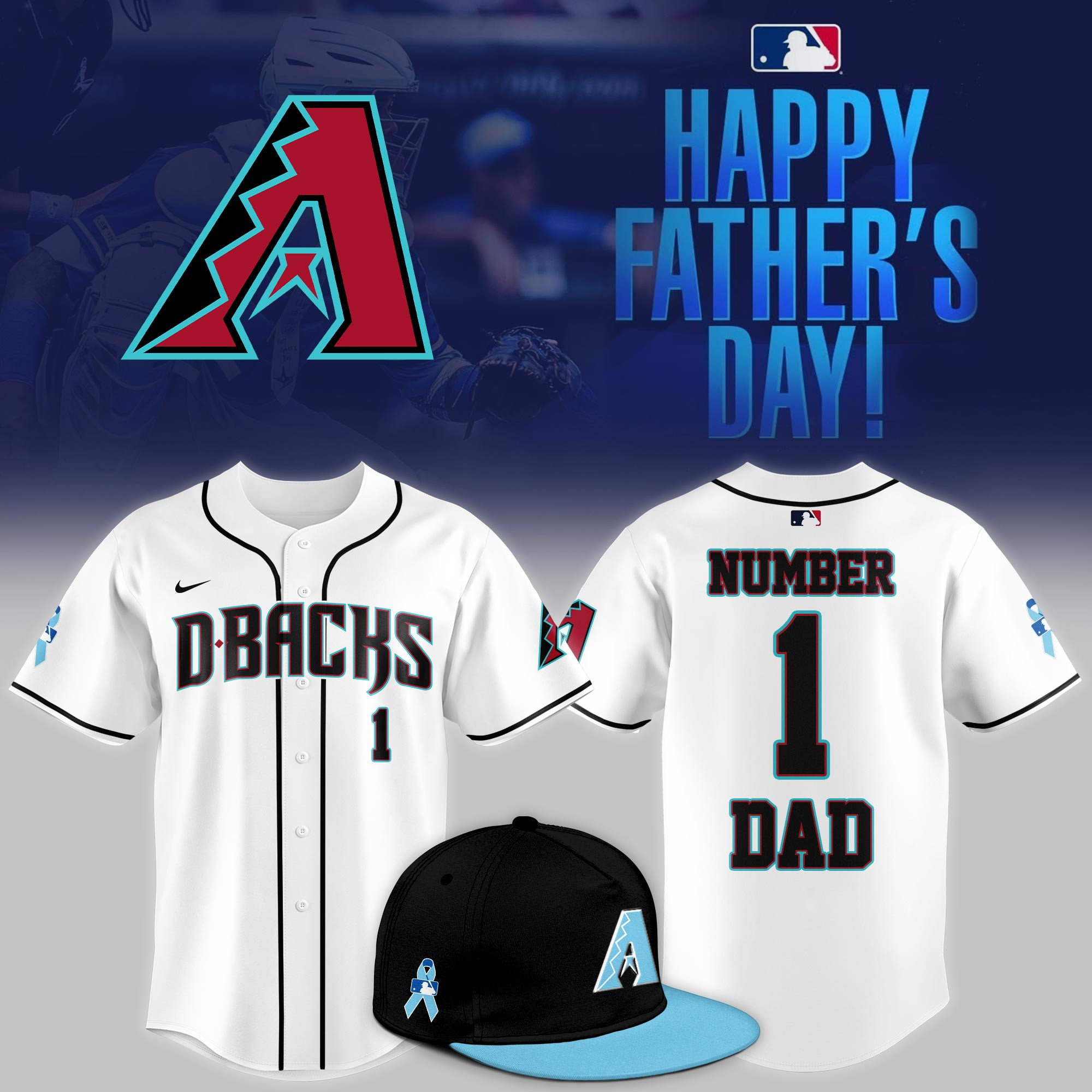 Arizona Diamondbacks 2025 Fathers Day Number 1 Dad Jersey Baseball Father's Day Gifts 1 Arizona Diamondbacks 2025 Fathers Day Number 1 Dad Jersey Baseball Father's Day Gifts