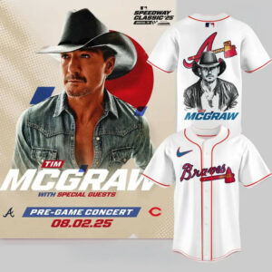 Atlanta Braves x Tim McGraw Special White Baseball Jersey Baseball Lover Gift Ideas