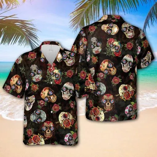 Grateful Dead Skull Floral Hawaiian Shirt 1 Grateful Dead Skull Floral Hawaiian Shirt
