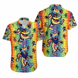 Grateful Dead Bears Tie Dye Hawaiian Shirt