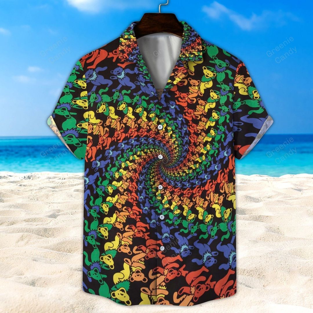 Grateful Dead Spiral Dancing Bears Hawaiian Shirt 1 Grateful Dead Spiral Dancing Bears Hawaiian Shirt