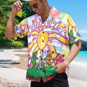 Grateful Dead Dancing Bears Tie-Dye Hawaiian Shirt