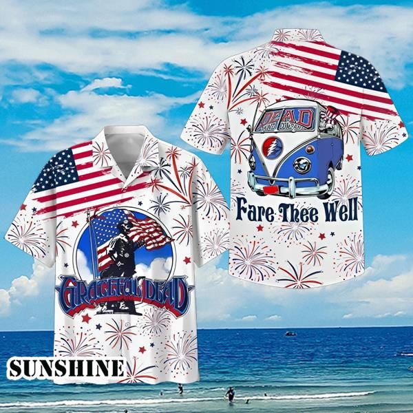 Grateful Dead Fare Thee Well Happy 4th Of July Hawaiian Shirt 1 Grateful Dead Fare Thee Well Happy 4th Of July Hawaiian Shirt