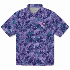 Chicago Cubs Leafy Pattern Blue Aloha Hawaiian Shirt