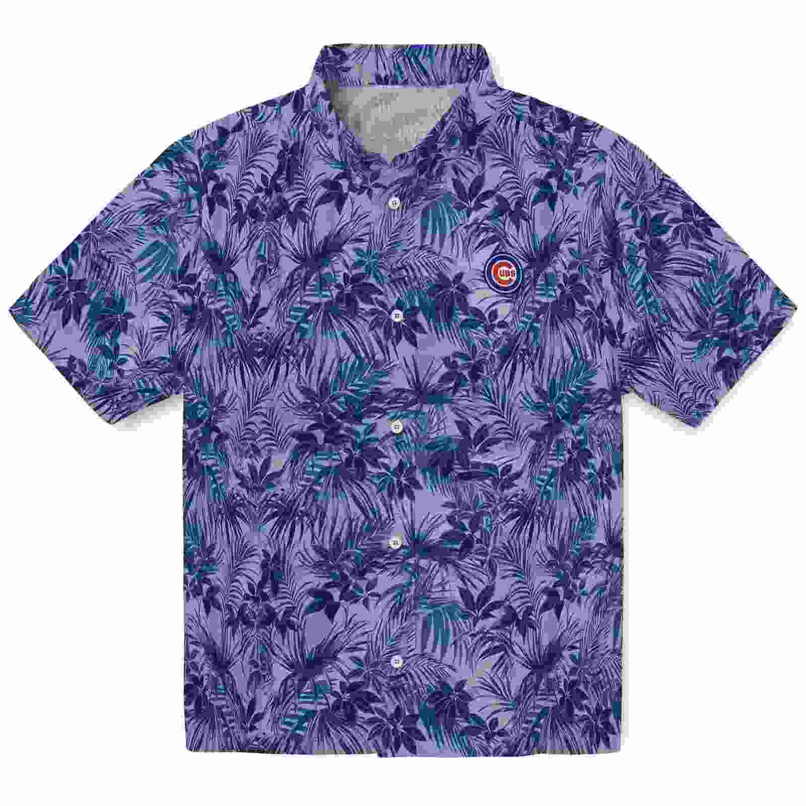 Chicago Cubs Leafy Pattern Blue Aloha Hawaiian Shirt 1 Chicago Cubs Leafy Pattern Blue Aloha Hawaiian Shirt