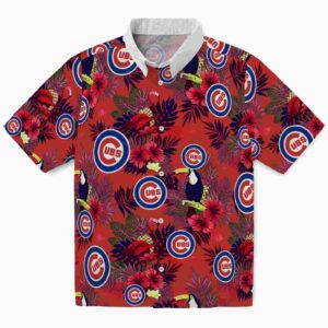 Chicago Cubs Floral Toucan Blue Red Aloha Hawaiian Shirt