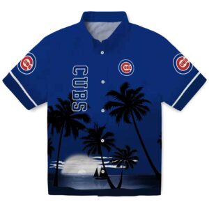 Chicago Cubs Beach Sunset Blue Black Aloha Hawaiian Shirt