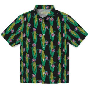 Chicago Cubs Corn Motifs Black Green Aloha Hawaiian Shirt