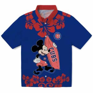 Chicago Cubs Surfing Mickey Blue Aloha Hawaiian Shirt