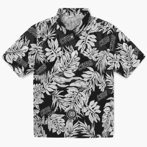 Chicago Cubs Monstera Leaf Pattern Black Aloha Hawaiian Shirt