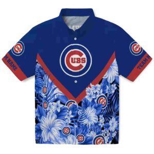 Custom Chicago Cubs Floral Chevron Blue Aloha Hawaiian Shirt