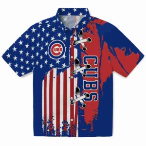 Chicago Cubs Stitched Flag Blue Aloha Hawaiian Shirt