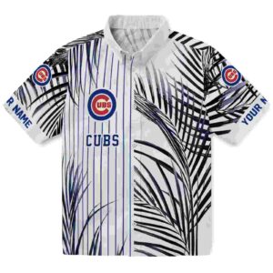 Chicago Cubs Palm Stripes Blue Black White Aloha Hawaiian Shirt