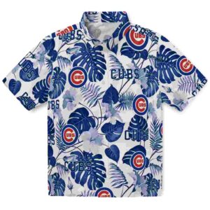 Chicago Cubs Tropical Plants Blue White Aloha Hawaiian Shirt
