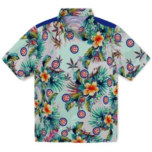 Chicago Cubs Tropical Foliage Green Aloha Hawaiian Shirt