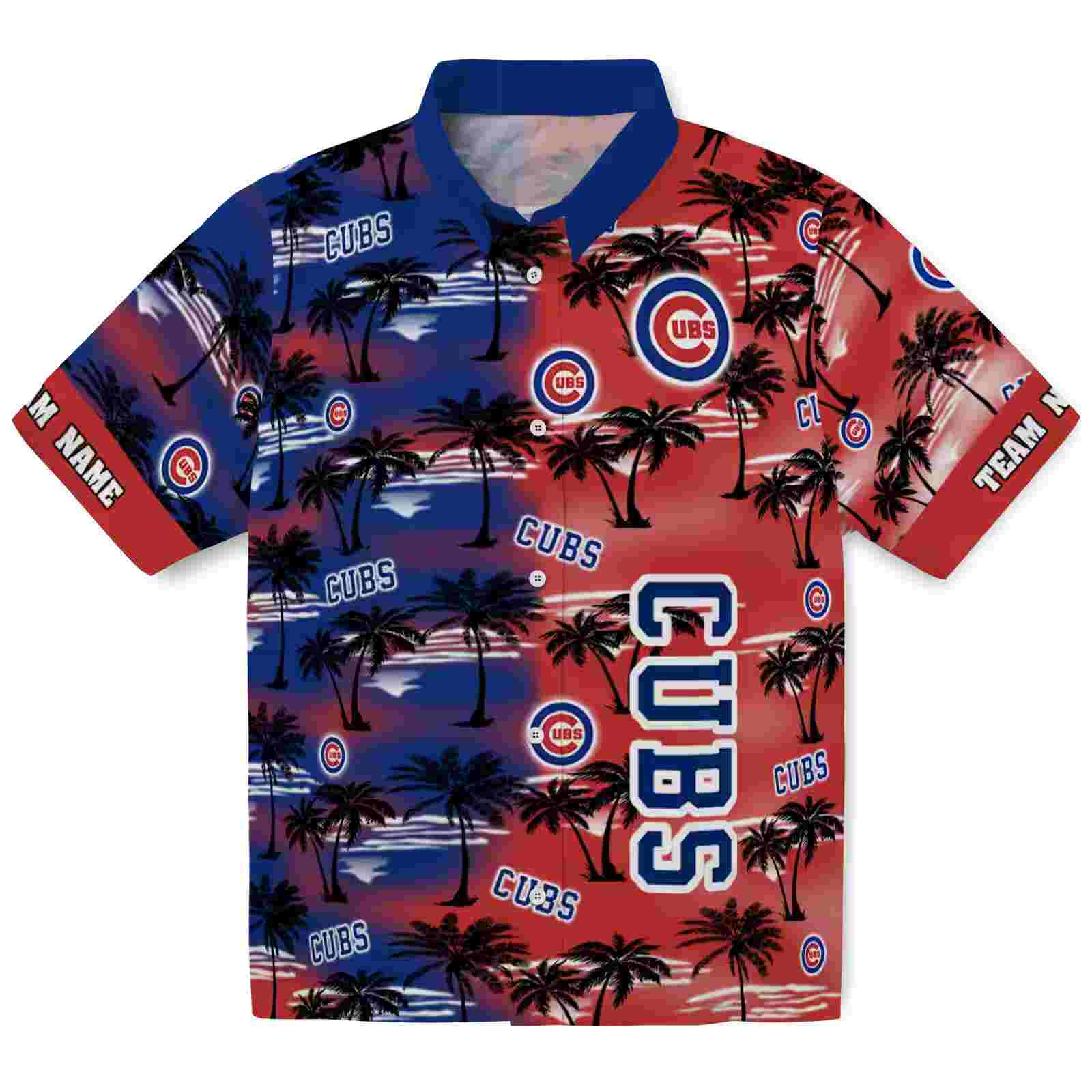 Chicago Cubs Palm Silhouettes Blue Aloha Hawaiian Shirt 1 Chicago Cubs Palm Silhouettes Blue Aloha Hawaiian Shirt