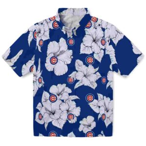 Chicago Cubs Hibiscus Blooms Blue White Aloha Hawaiian Shirt