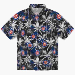 Chicago Cubs Palm Pattern Blue Black Aloha Hawaiian Shirt