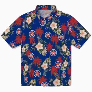 Chicago Cubs Palm Tree Flower Blue Aloha Hawaiian Shirt