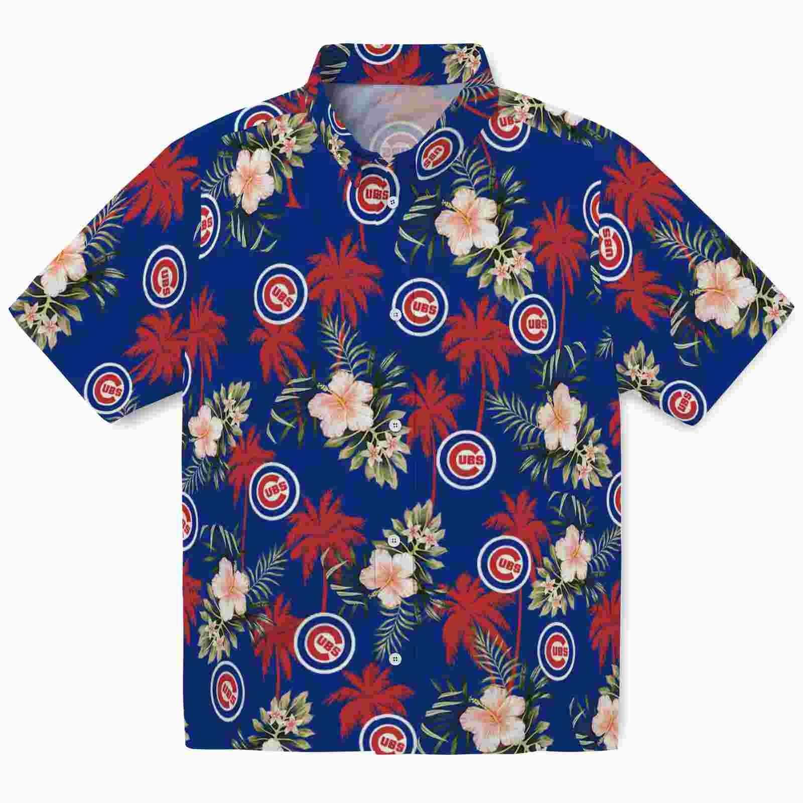 Chicago Cubs Palm Tree Flower Blue Aloha Hawaiian Shirt 1 Chicago Cubs Palm Tree Flower Blue Aloha Hawaiian Shirt