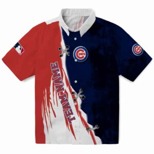 ized Chicago Cubs Edgy Streaks Blue White Aloha Hawaiian Shirt
