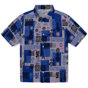 Chicago Cubs Tribal Symbols Blue Aloha Hawaiian Shirt