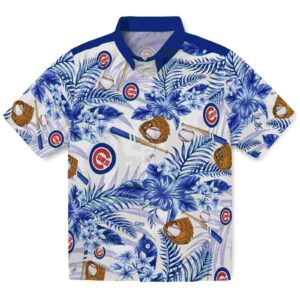 ized Chicago Cubs Floral Baseball Blue White Aloha Hawaiian Shirt