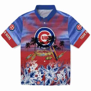 ized Chicago Cubs Tropical Canoe Blue Aloha Hawaiian Shirt