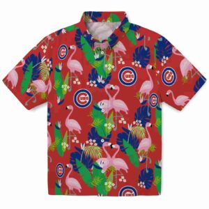 Chicago Cubs Flamingo Foliage Blue Green Aloha Hawaiian Shirt