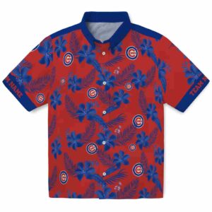 Chicago Cubs Botanical Print Red Aloha Hawaiian Shirt