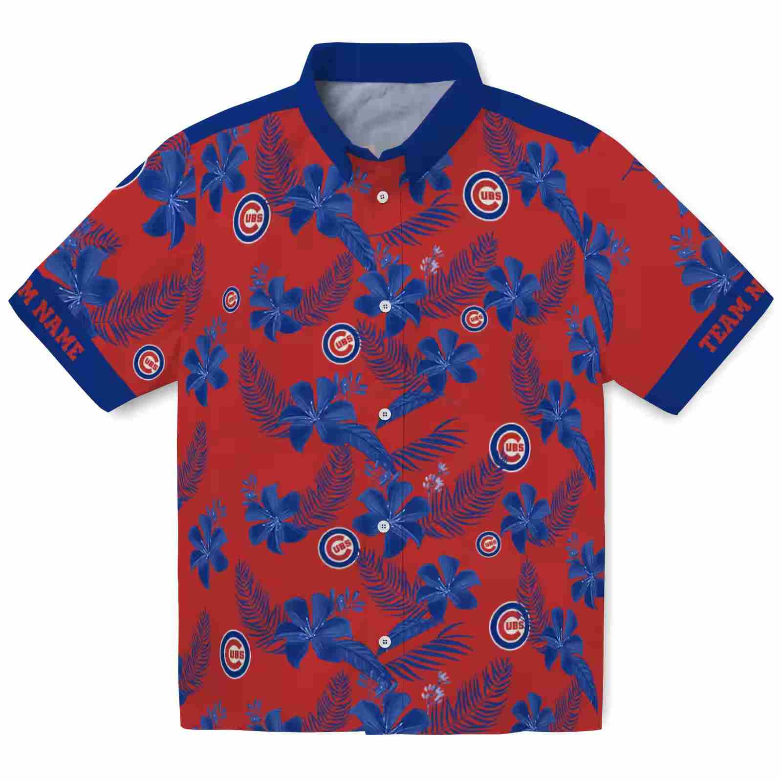 Chicago Cubs Botanical Print Red Aloha Hawaiian Shirt 1 Chicago Cubs Botanical Print Red Aloha Hawaiian Shirt