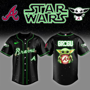 Atlanta Braves x Stars Wars Grogu Night Baseball Jersey Gift Ideas For Baseball Players