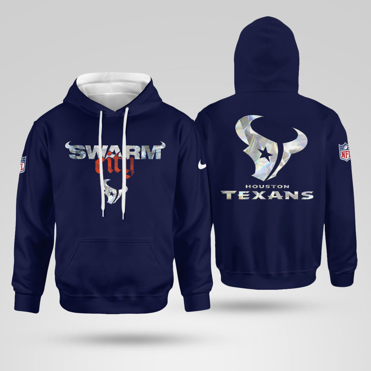Houston Texans Swarm City 2025-2026 Season Navy Shirt 2 Houston Texans Swarm City 2025-2026 Season Navy Hoodie