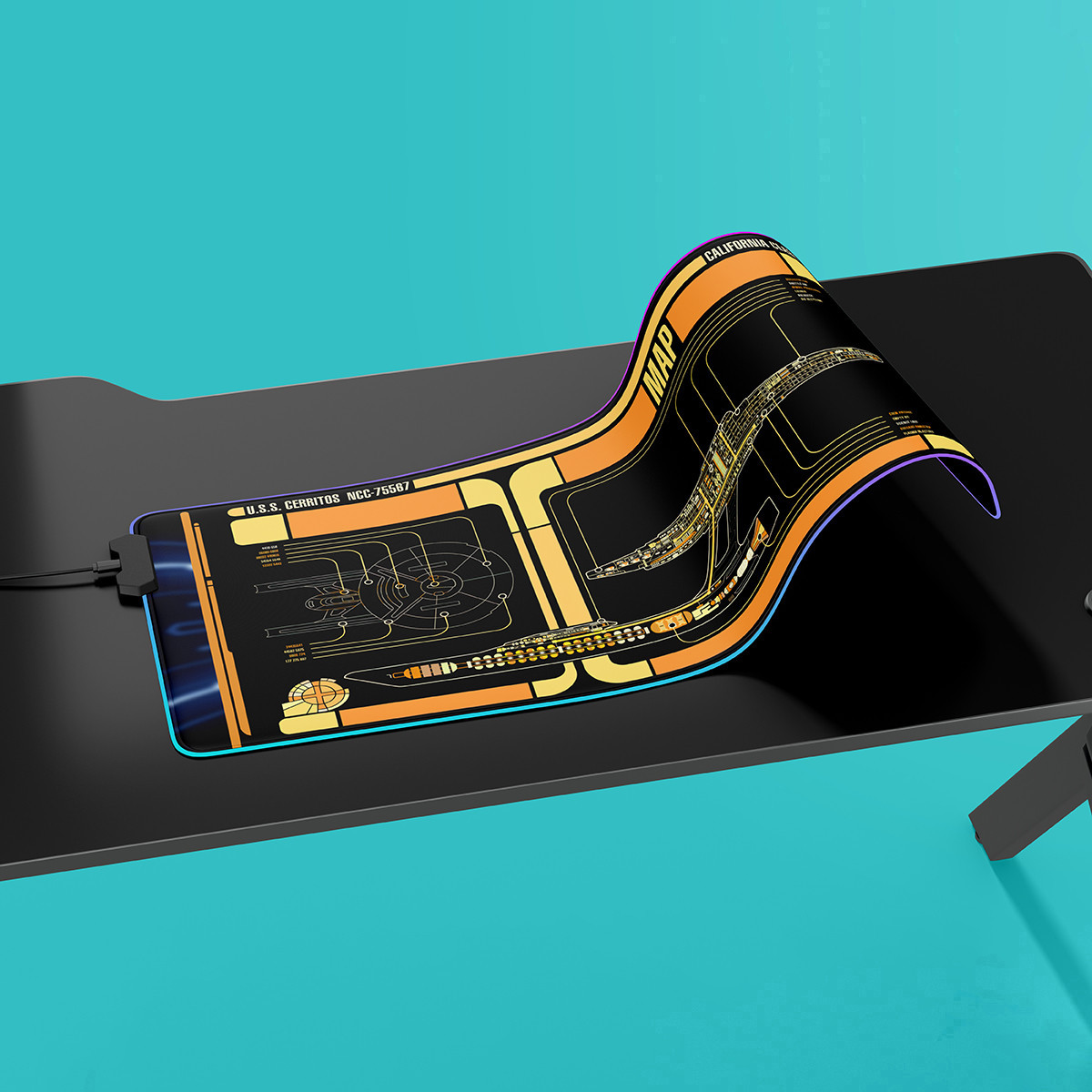 California Class - U.S.S. Cerritos NCC-75567 LCARS LED Desk Mat 1 California Class - U.S.S. Cerritos NCC-75567 LCARS LED Desk Mat