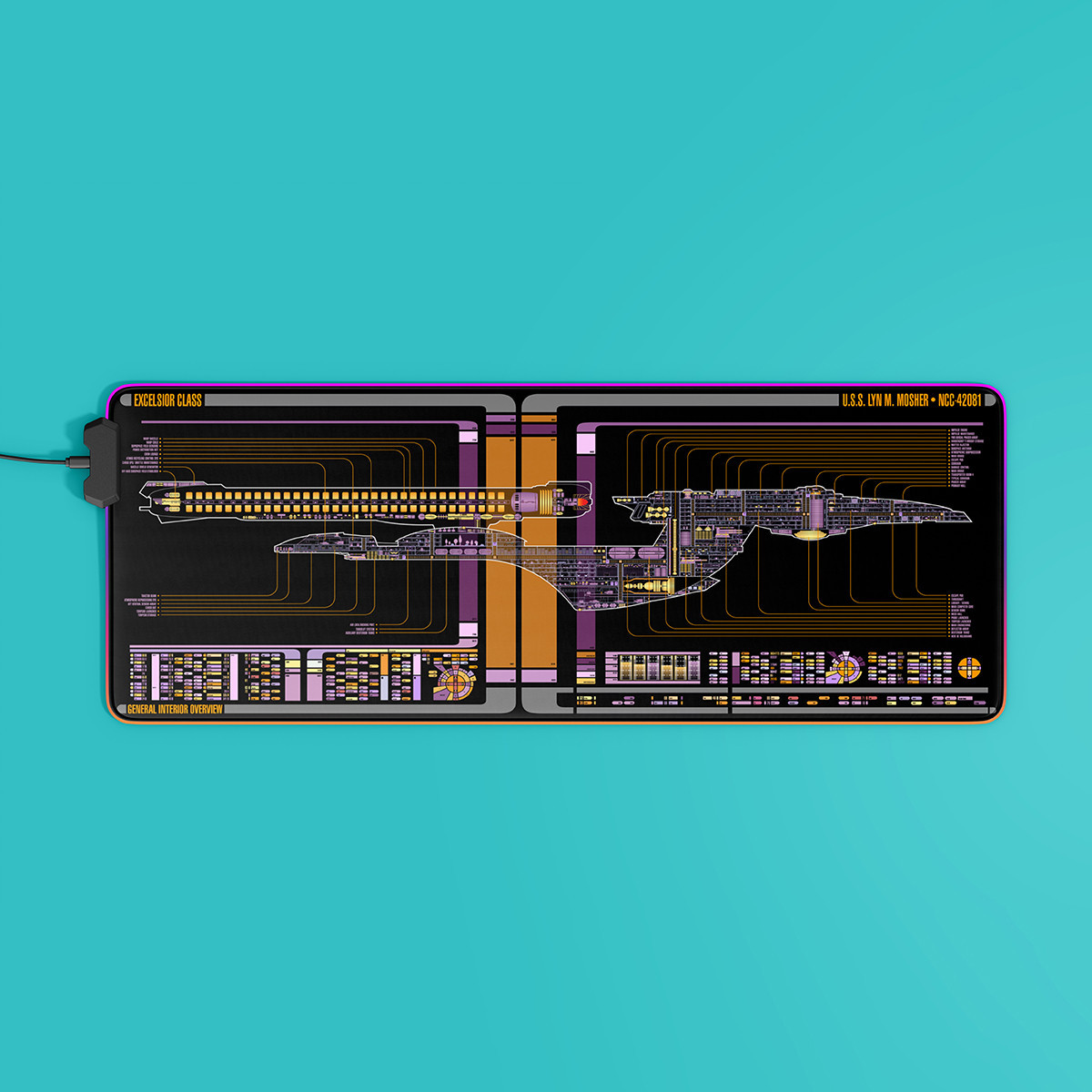 Excelsior Class - U.S.S. Lyn M. Mosher NCC-42081 LCARS LED Desk Mat 5 Excelsior Class - U.S.S. Lyn M. Mosher NCC-42081 LCARS LED Desk Mat - Image 5