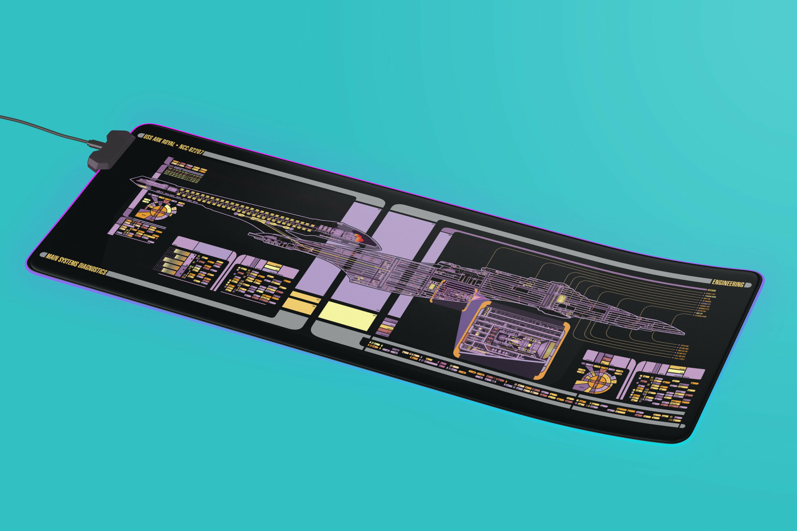 Sovereign Class - U.S.S. Ark Royal NCC-82207 LCARS LED Desk Mat 2 Sovereign Class - U.S.S. Ark Royal NCC-82207 LCARS LED Desk Mat - Image 2