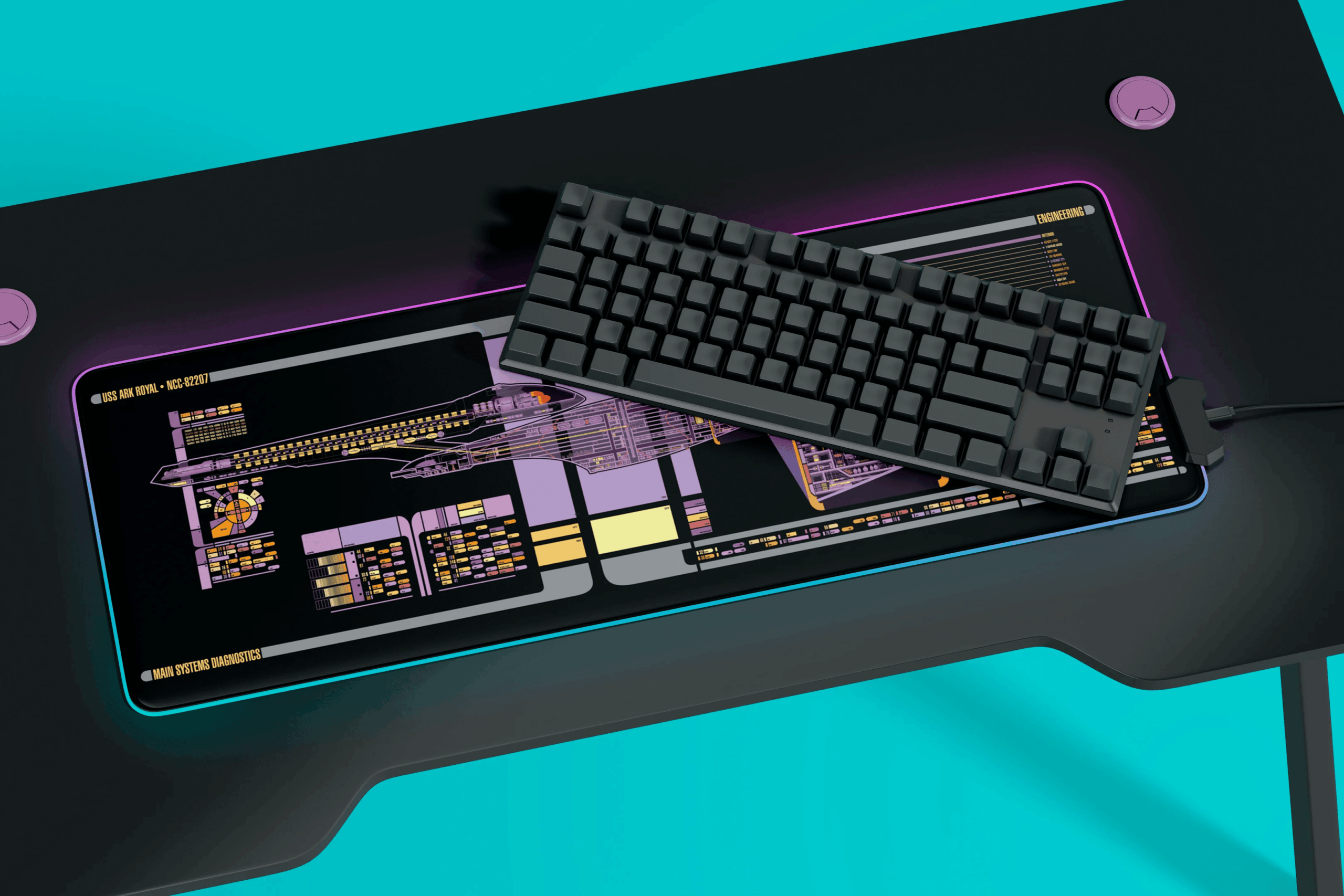 Sovereign Class - U.S.S. Ark Royal NCC-82207 LCARS LED Desk Mat 3 Sovereign Class - U.S.S. Ark Royal NCC-82207 LCARS LED Desk Mat - Image 3