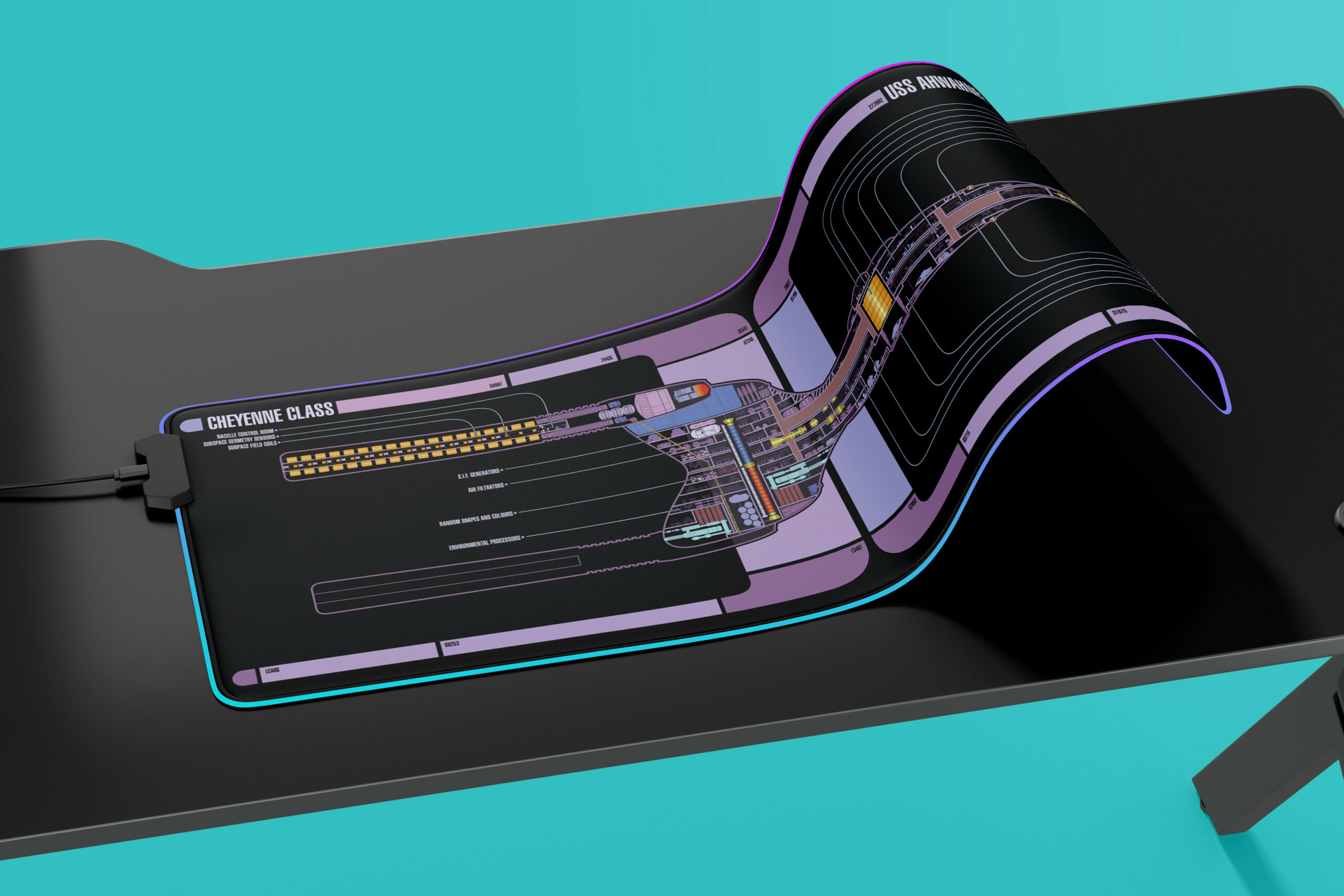 Cheyenne Class - U.S.S. Ahwahnee NCC-71620 LCARS LED Desk Mat 1 Cheyenne Class - U.S.S. Ahwahnee NCC-71620 LCARS LED Desk Mat