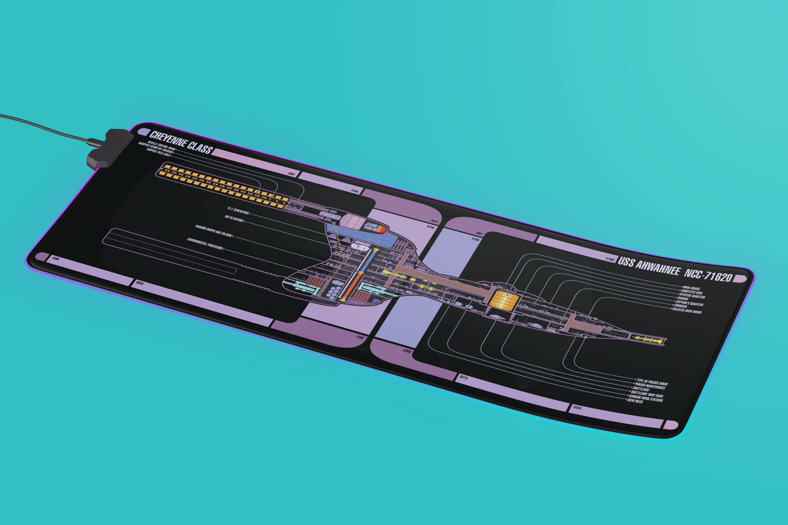 Cheyenne Class - U.S.S. Ahwahnee NCC-71620 LCARS LED Desk Mat 2 Cheyenne Class - U.S.S. Ahwahnee NCC-71620 LCARS LED Desk Mat - Image 2