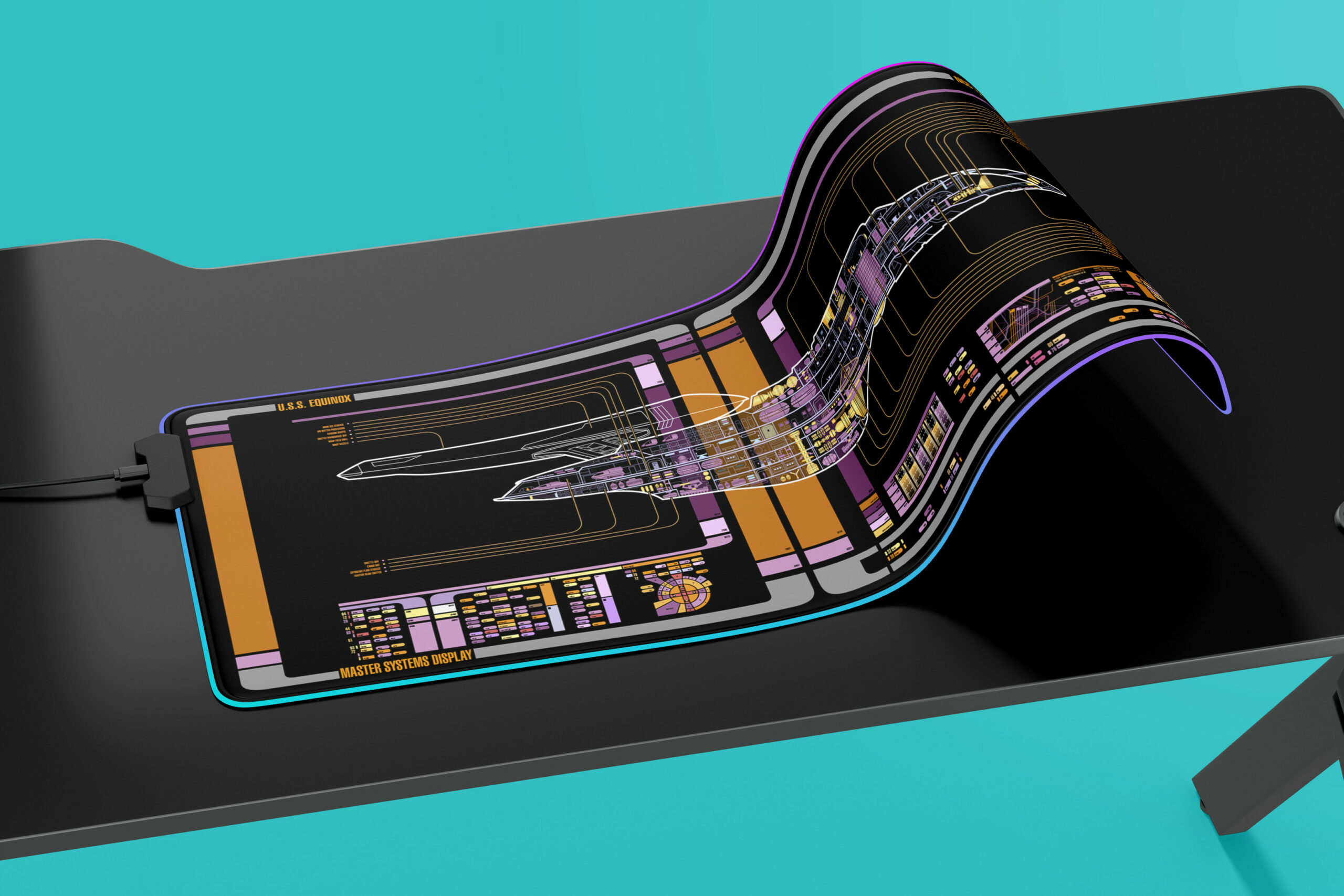 Equinox Class - U.S.S. Equinox NCC-72381 LCARS LED Desk Mat 1 Equinox Class - U.S.S. Equinox NCC-72381 LCARS LED Desk Mat