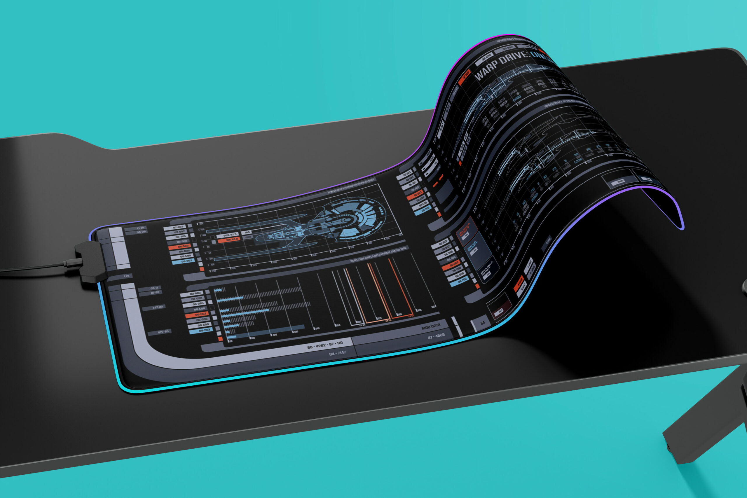 ST Warp Drive Online LCARS LED Desk Mat 2 ST Warp Drive Online LCARS LED Desk Mat - Image 2