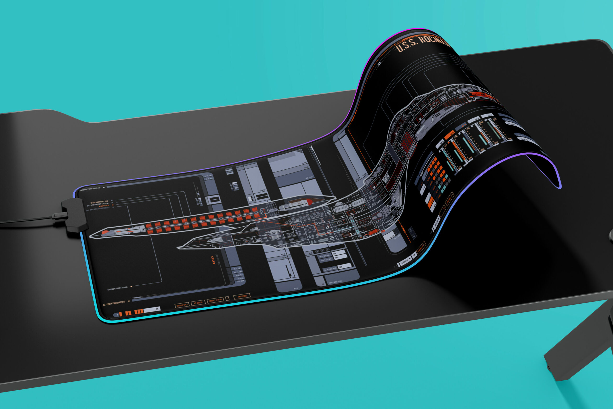 U.S.S. Rocinante NCC-80522 LCARS LED Desk Mat 2 U.S.S. Rocinante NCC-80522 LCARS LED Desk Mat - Image 2