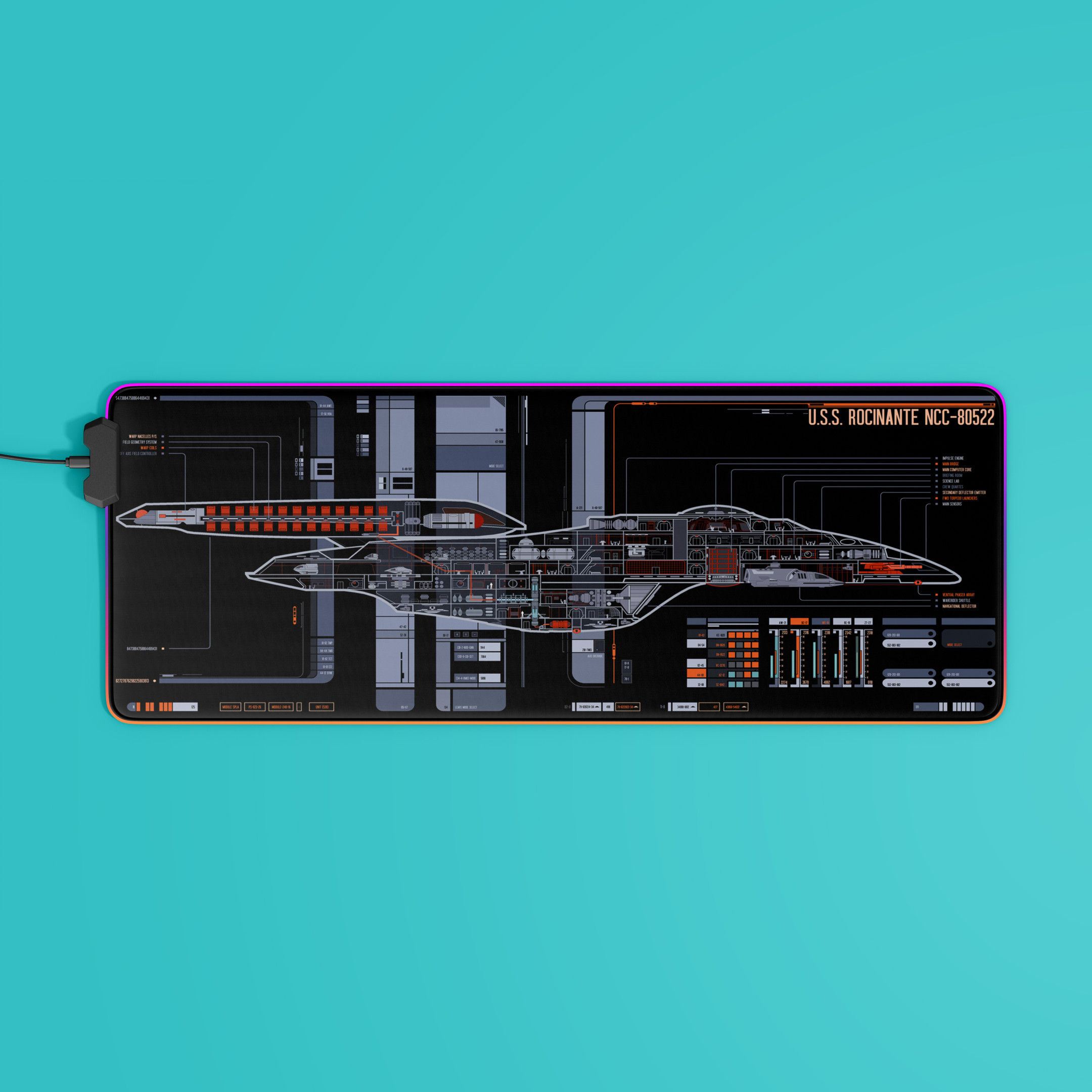U.S.S. Rocinante NCC-80522 LCARS LED Desk Mat 3 U.S.S. Rocinante NCC-80522 LCARS LED Desk Mat - Image 3
