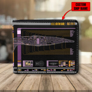 Personalized Galaxy Class NCC-1701-D LCARS Leather Wallet
