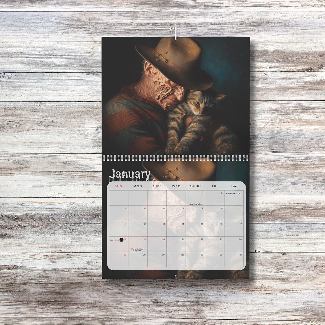 Horror Icons with Cats 2026 Wall Calendar 2 Horror Icons with Cats 2026 Wall Calendar - Image 2