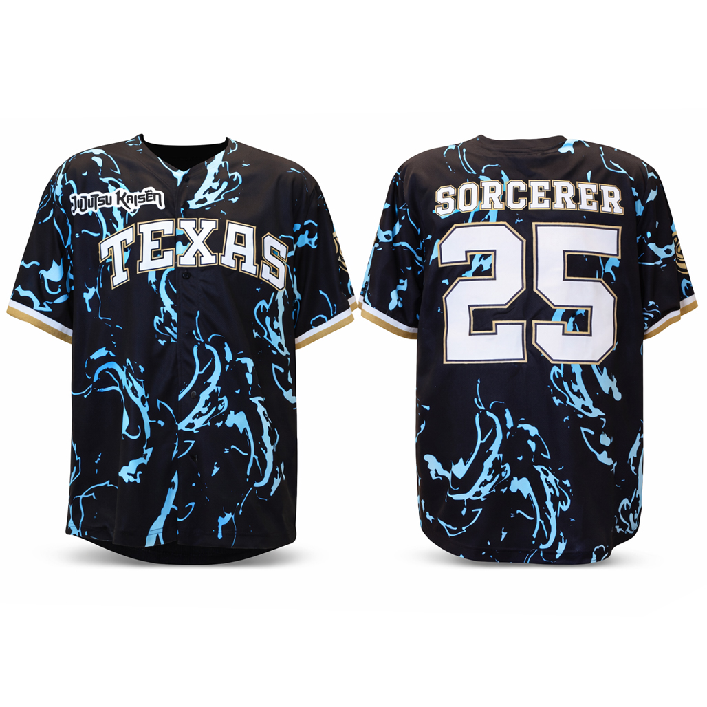 2026 Custom Name and Number Texas Rangers x Jujutsu Kaisen Yuji Itadori Baseball Jersey 1 2026 Custom Name and Number Texas Rangers x Jujutsu Kaisen Yuji Itadori Baseball Jersey