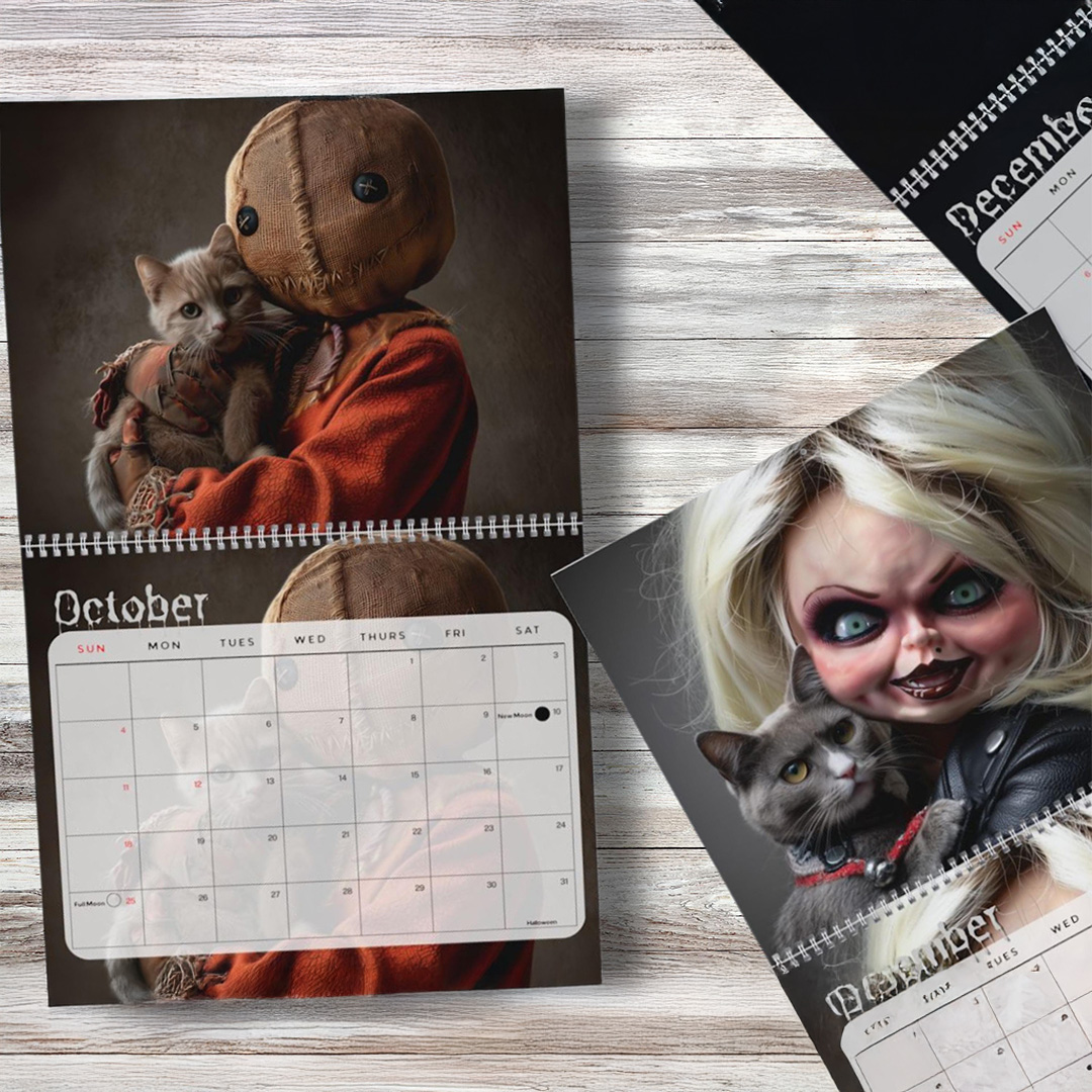 Horror Icons with Cats 2026 Wall Calendar 5 Horror Icons with Cats 2026 Wall Calendar - Image 5